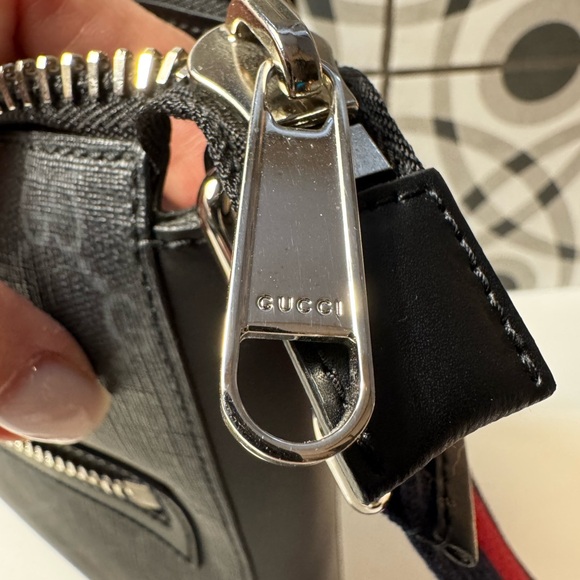 Gucci GG Supreme Messenger Bag 474137 K5RLN Black Web Stripe Crossbody - Picture 6 of 13